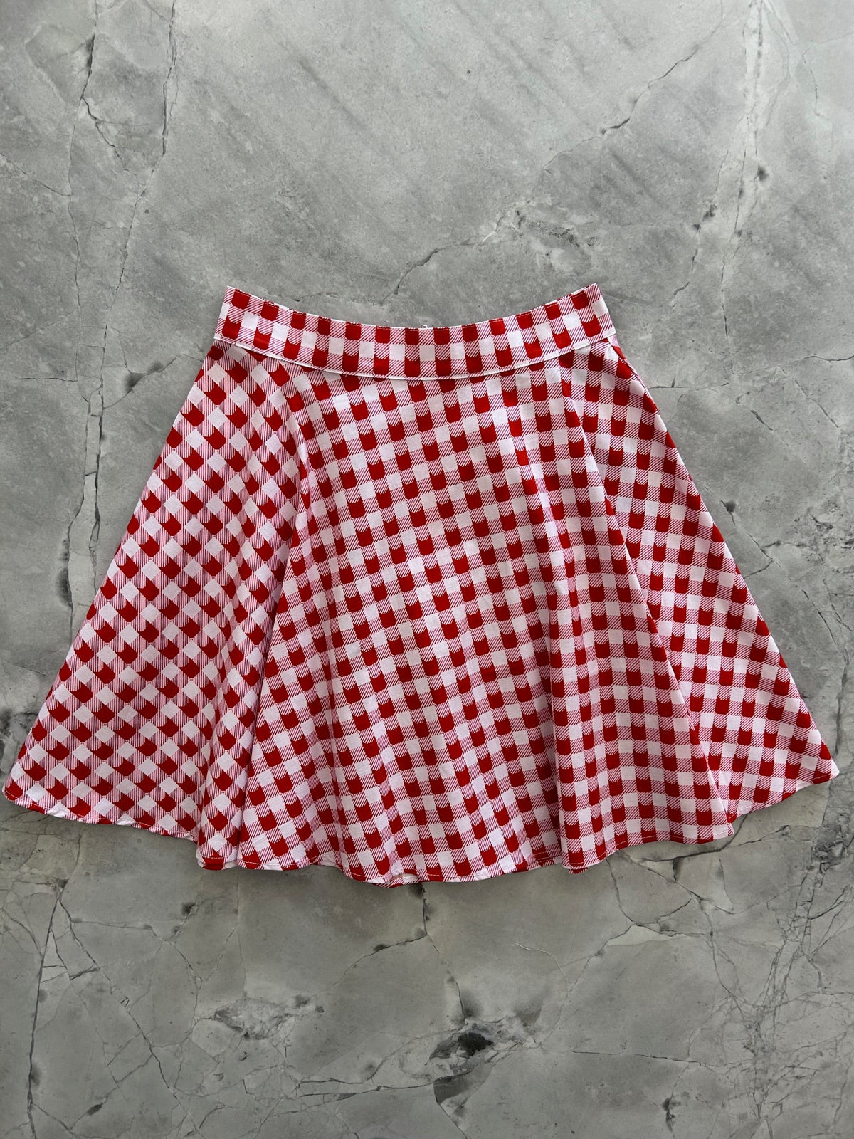 Red Check Kitties Skater Skirt - Plus Sizes only