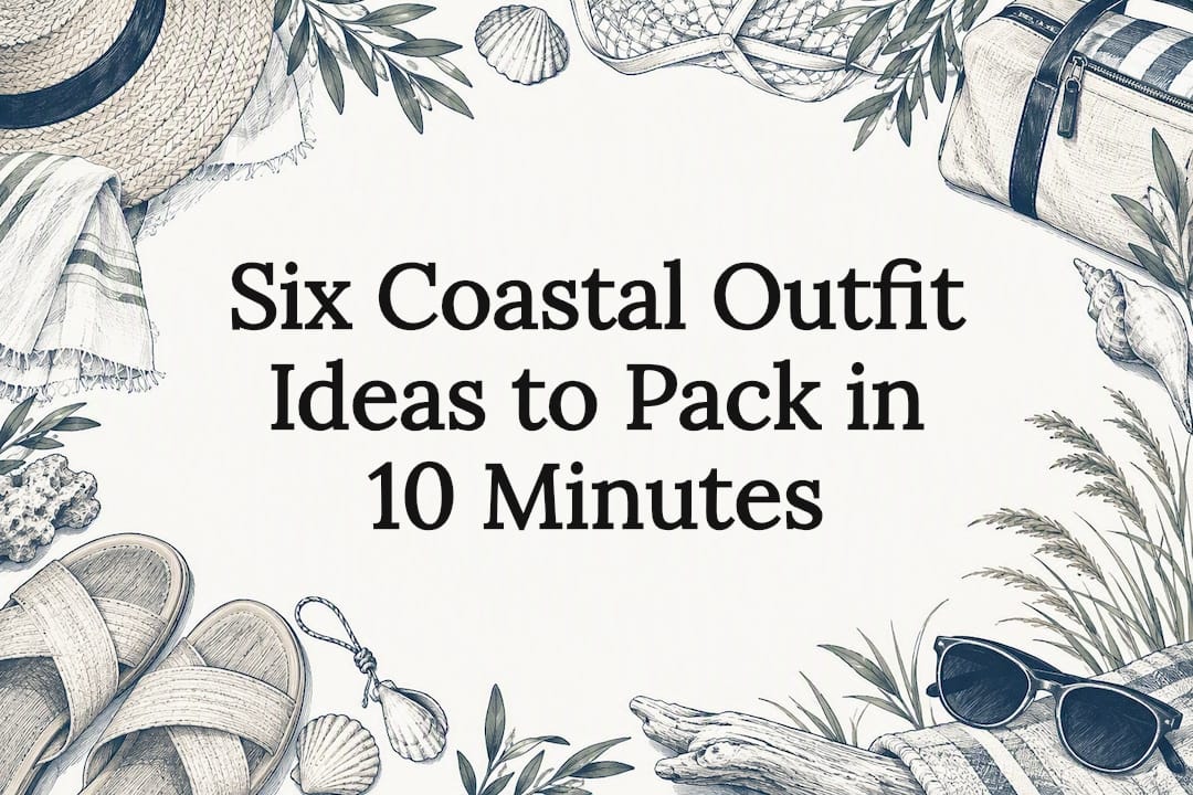 Decorative coastal outfit title card illustration