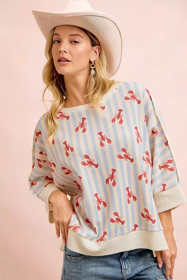 Seaside Lobster Stripe Top