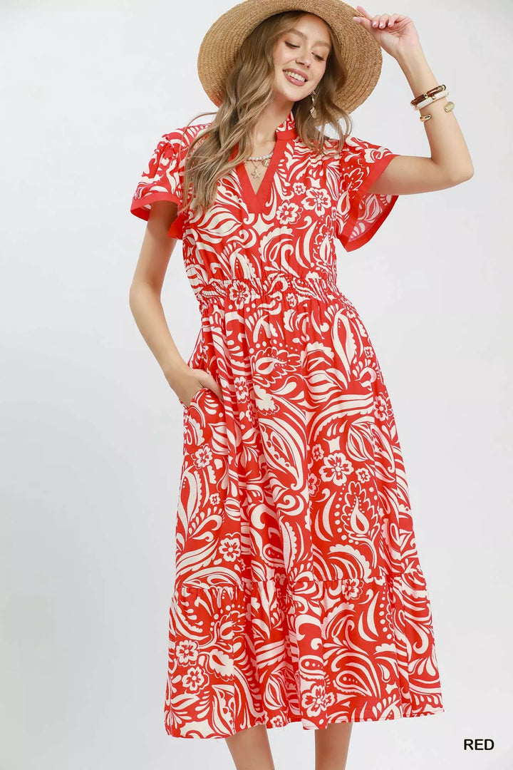 Paisley Print Midi Dress