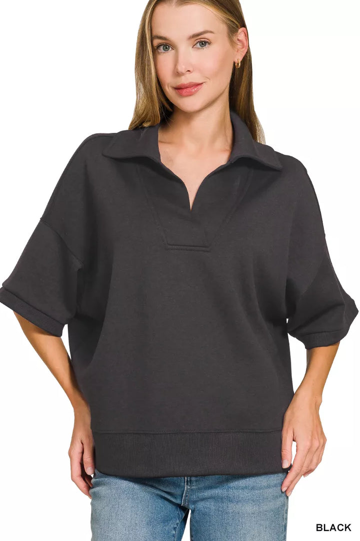 Scuba Collared Short-Sleeve Pullover