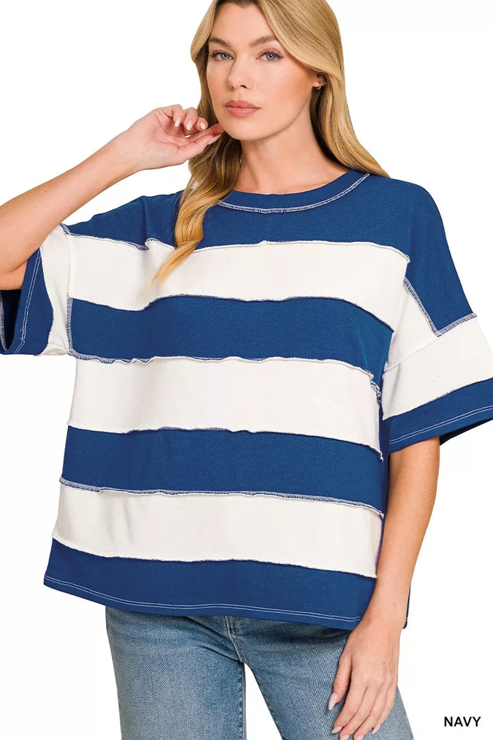 Seaside Striped Seam Detail Pullover