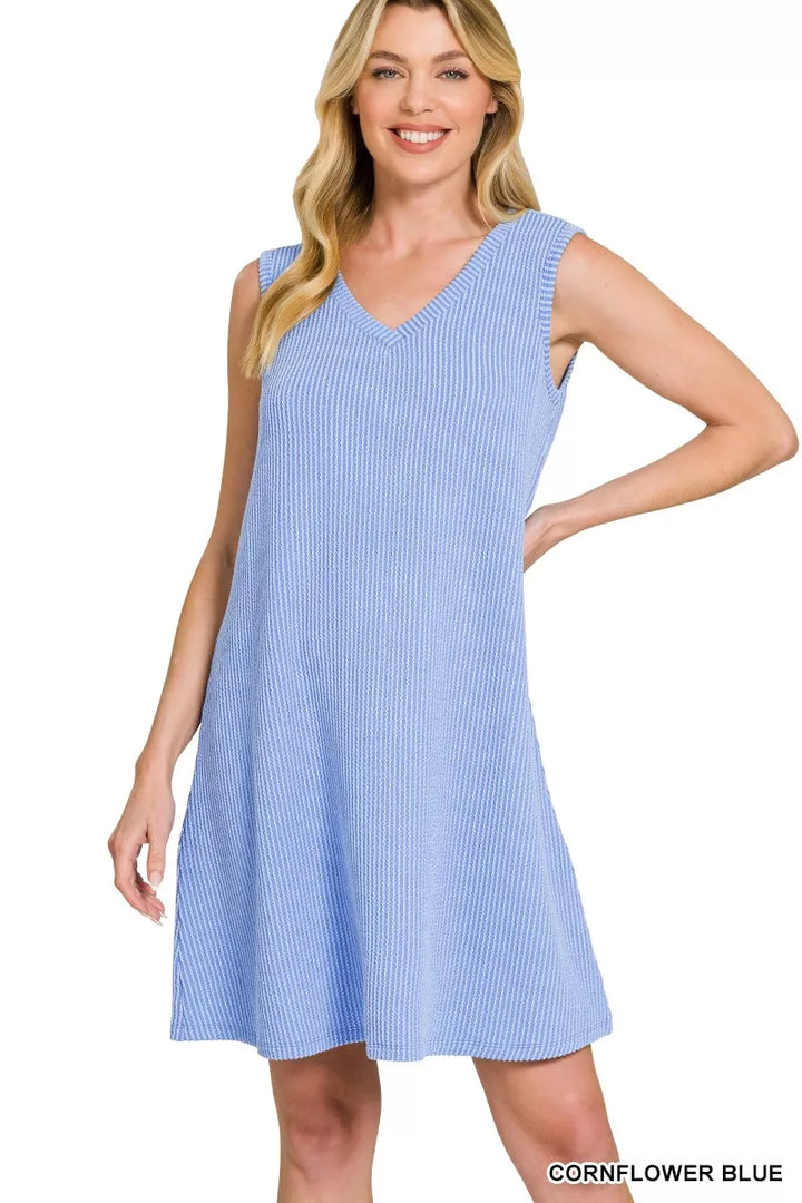 Raised Rib Sleeveless Mini Dress