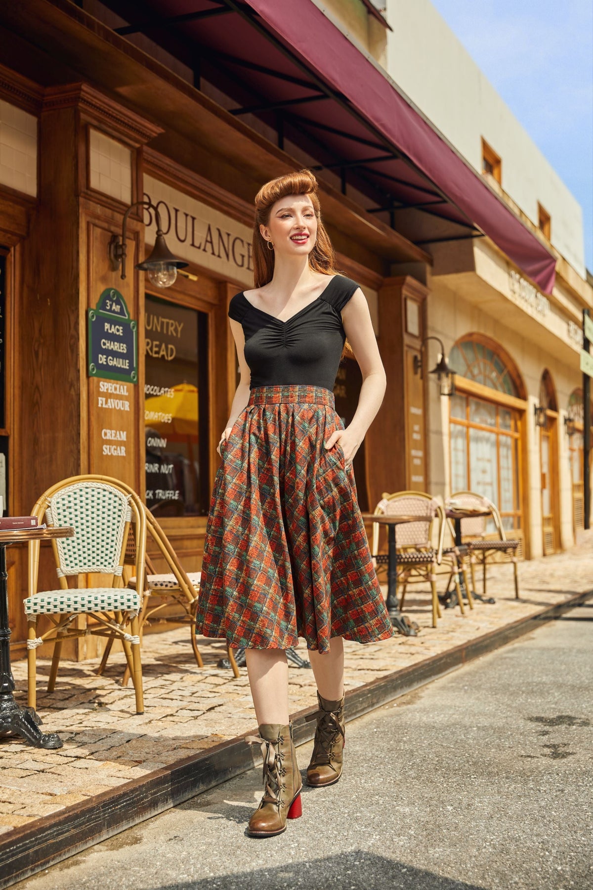 Red Plaid Doris Skirt