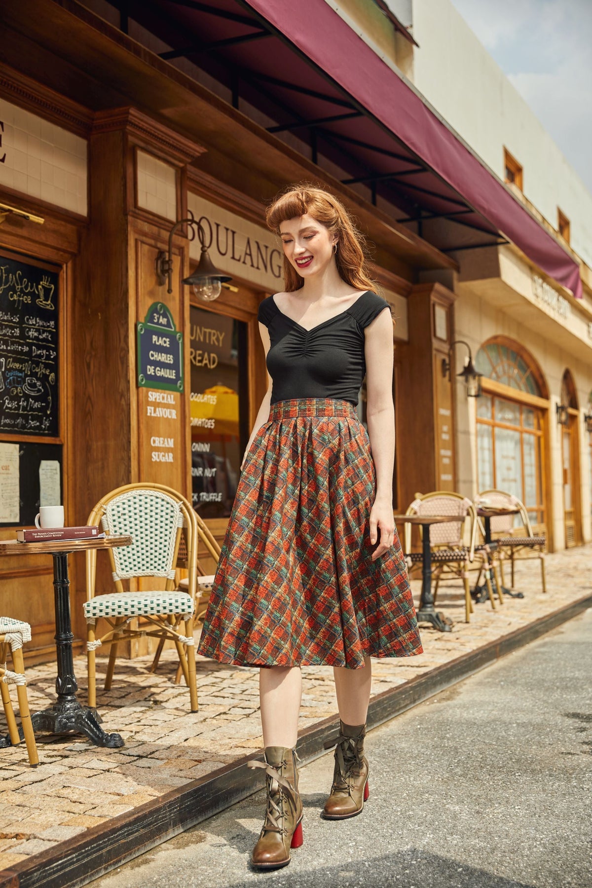 Red Plaid Doris Skirt