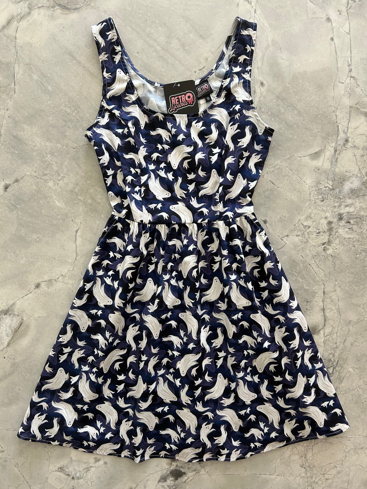 Flying Ghosts Shorter Length Fit &amp; Flare Dress
