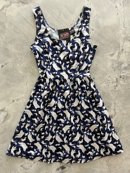 Flying Ghosts Shorter Length Fit &amp; Flare Dress