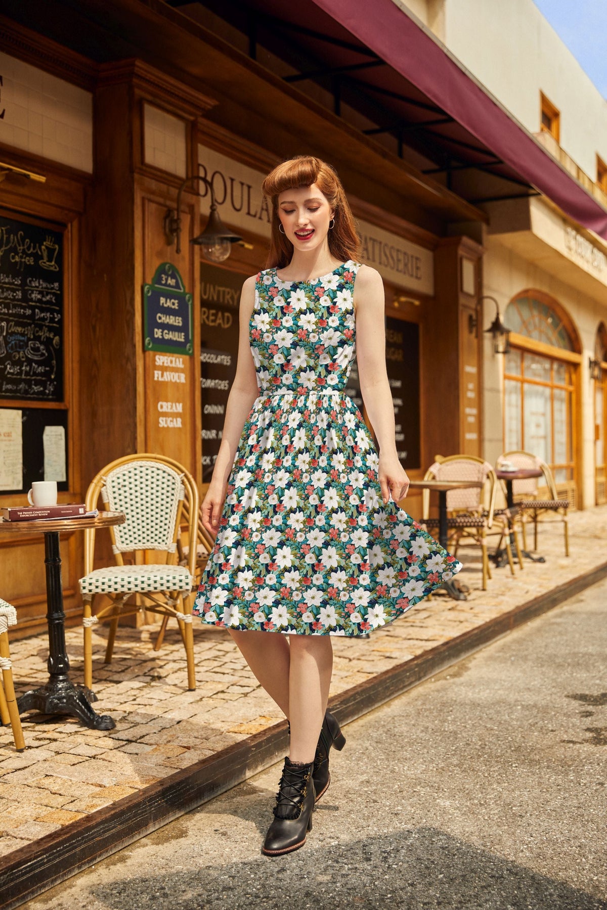 Winter Floral Vintage Dress