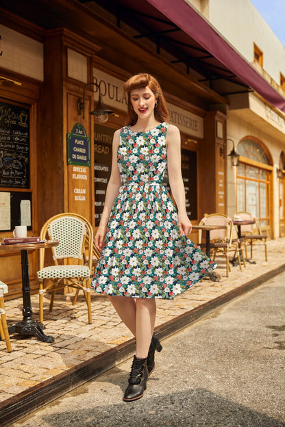 Winter Floral Vintage Dress