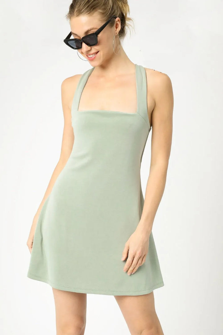 Crisscross Square-Neck Active Dress