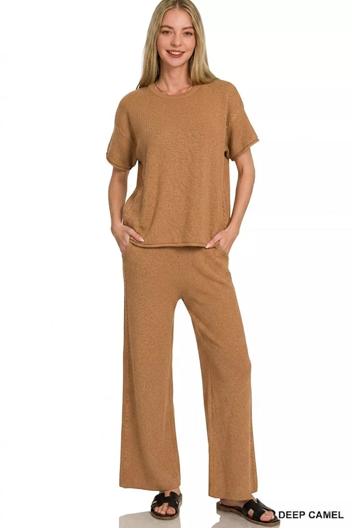 Viscose Crewneck Top and Pants Set