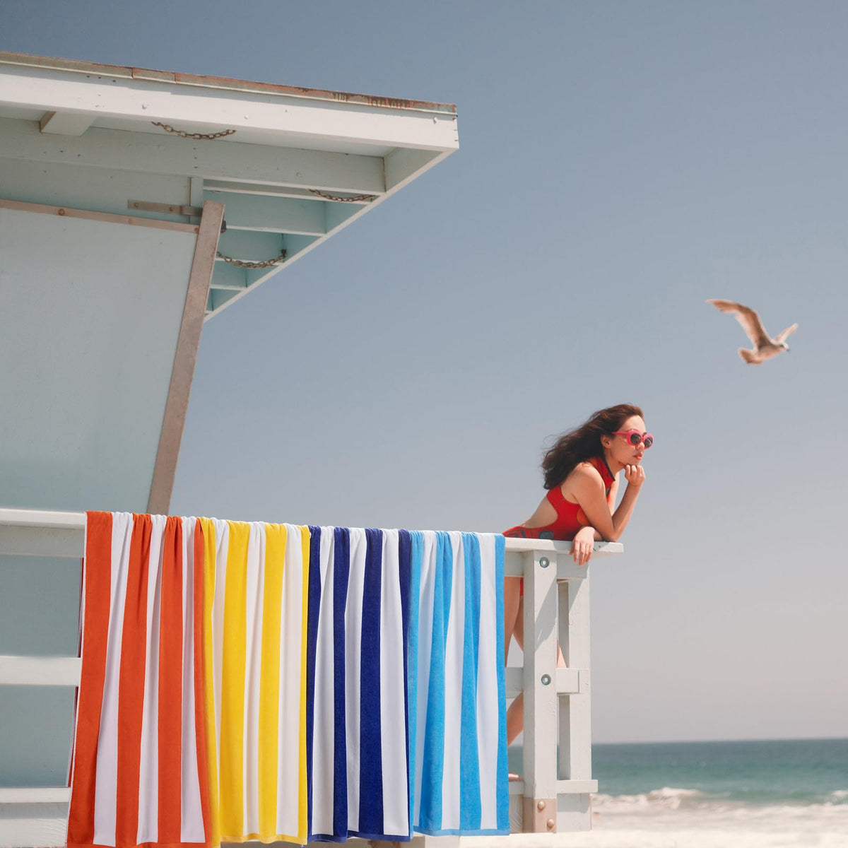 LULUHOME Oversized Beach Towel 36x70 Inch,100% Cotton,Striped Pool Towel