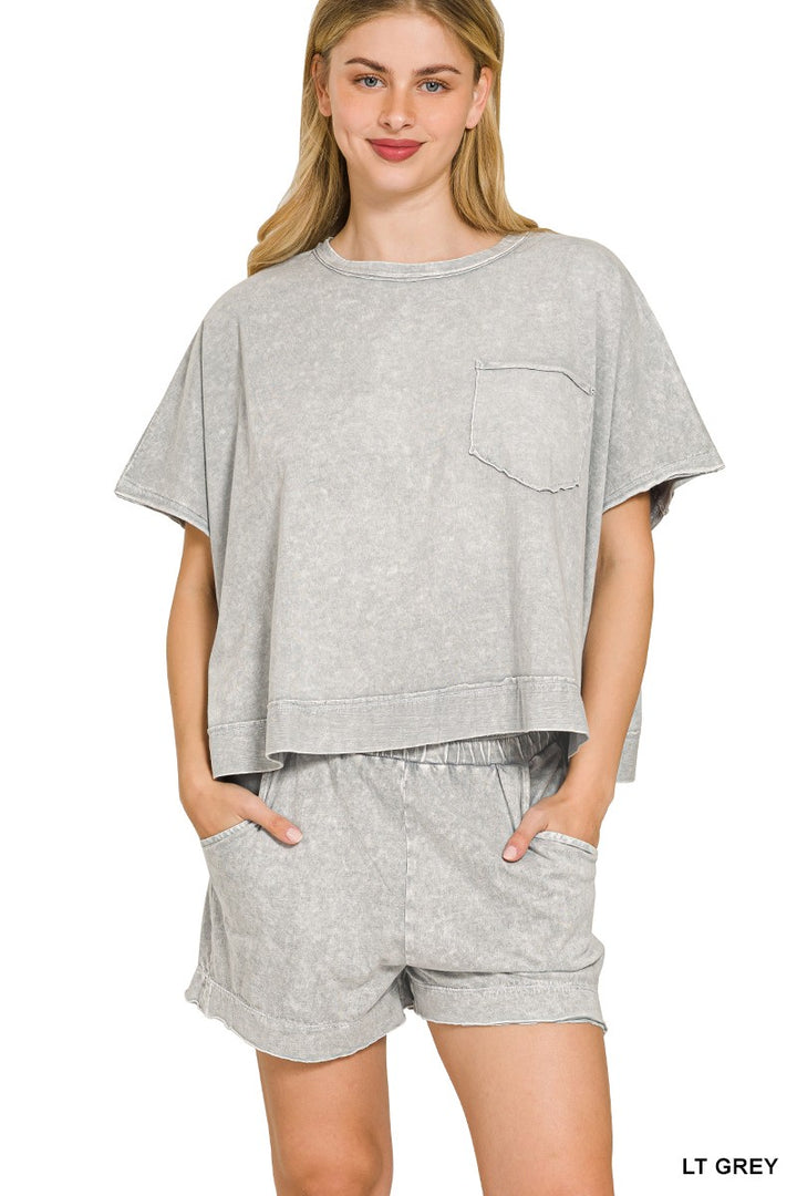 Halo Snow Washed Boxy Top and Shorts Set
