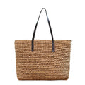 Ayliss Women Straw Woven Tote Large Beach Handmade Weaving Shoulder Bag Purse Straw Handbag (Square Khaki #2)