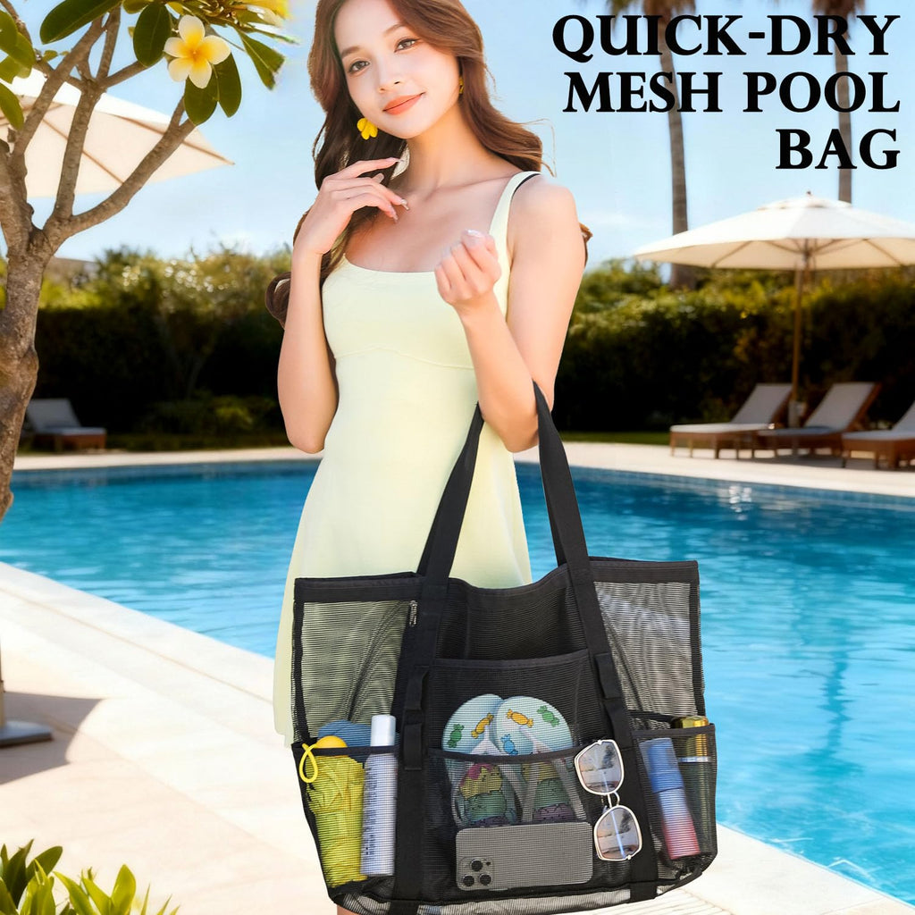 Fammart Large Mesh Beach Bag for Women, Oversized Beach tote Swim Pool Bag