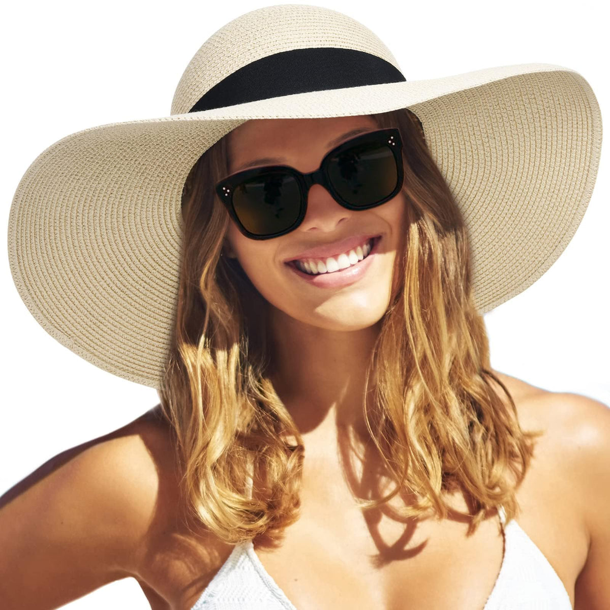 FURTALK Womens Sun Straw Hat Wide Brim Floppy Summer Beach Hats for Women