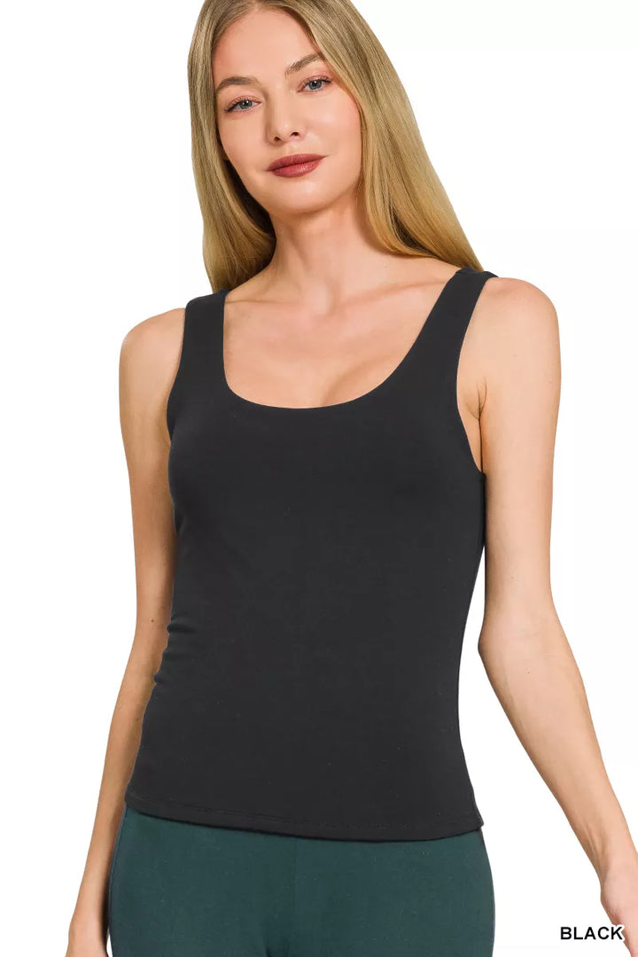 Double Layered Double Scoop Tank Top