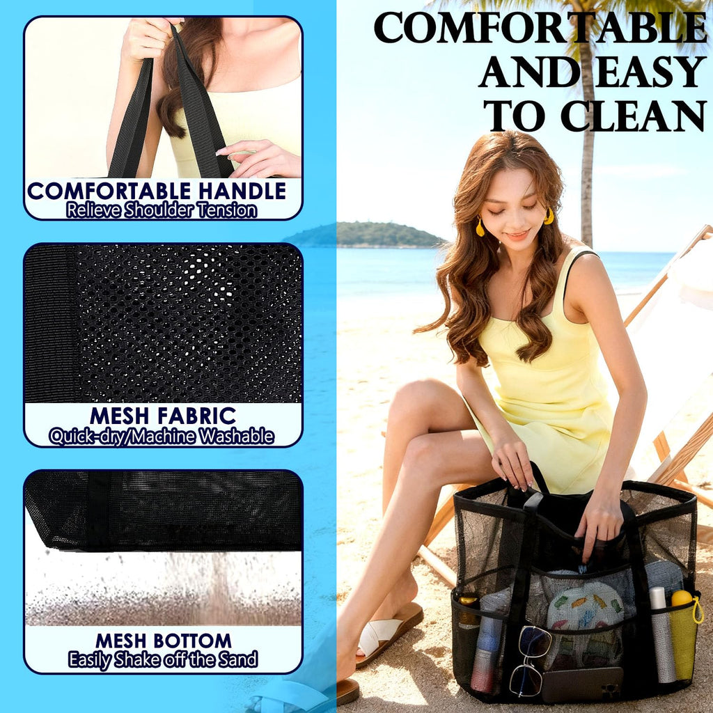 Fammart Large Mesh Beach Bag for Women, Oversized Beach tote Swim Pool Bag