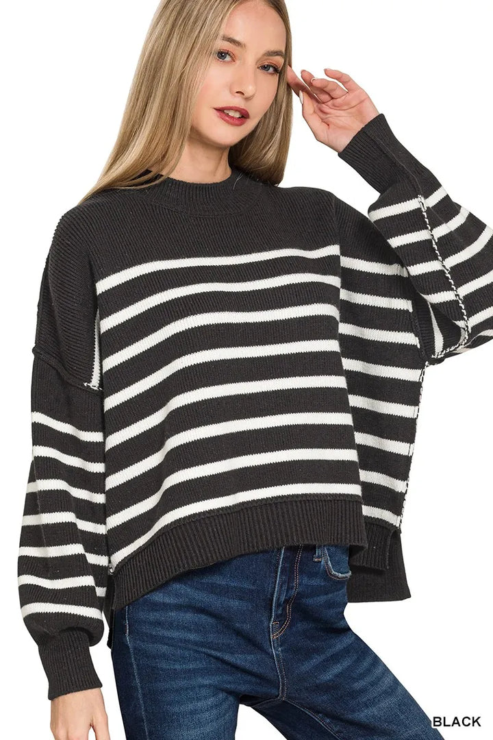 Seam Detail Striped Oversized Sweater