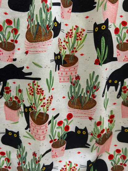 Cats &amp; Plants Collared Dress - 4X only, 1 left!