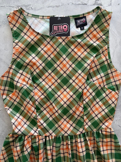 Rust &amp; Green Plaid Midi Dress