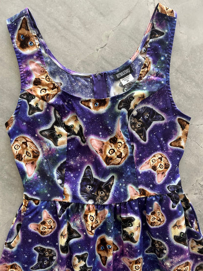 Galaxy Cats Shorter Length Fit &amp; Flare Dress - Small Only