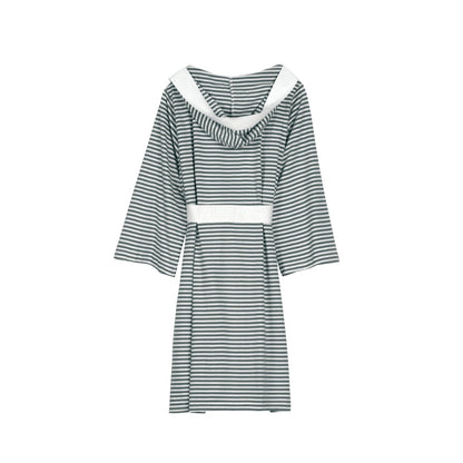 Seaside Serenity Stripe Organic Hooded Short Robe