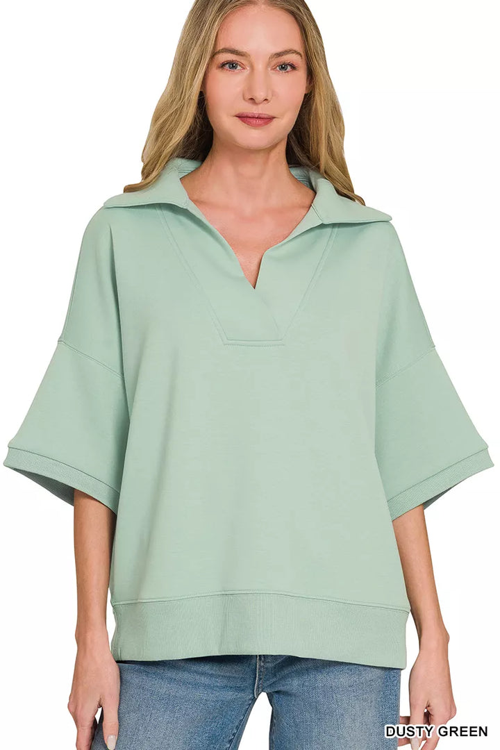 Scuba Collared Short-Sleeve Pullover