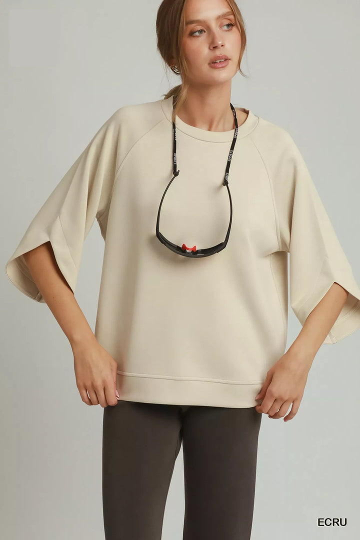 Round Hem Raglan Sleeve Top