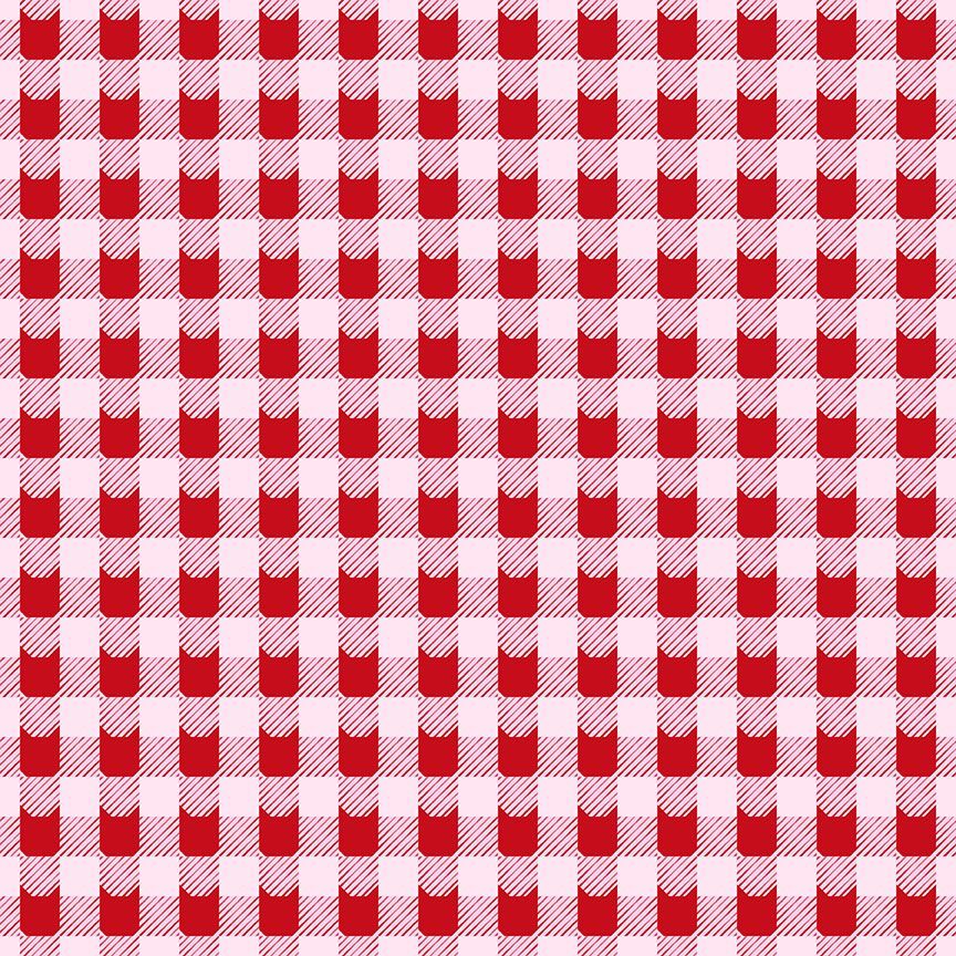 Red Check Kitties Skater Skirt - Plus Sizes only