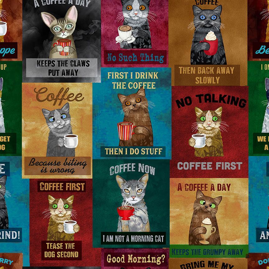 Cats &amp; Coffee Collared Dress