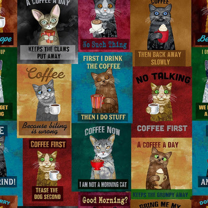 Cats &amp; Coffee Collared Dress