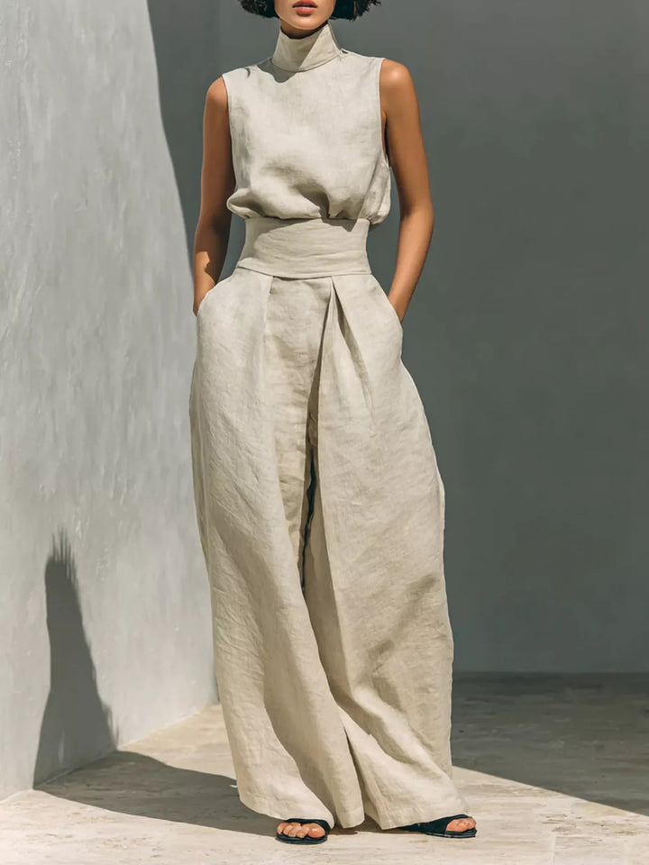 Smocked-Waist Wide-Leg Jumpsuit