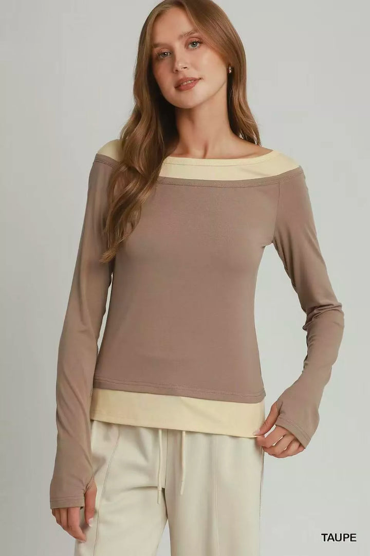 Layered Twofer Long-Sleeve Top