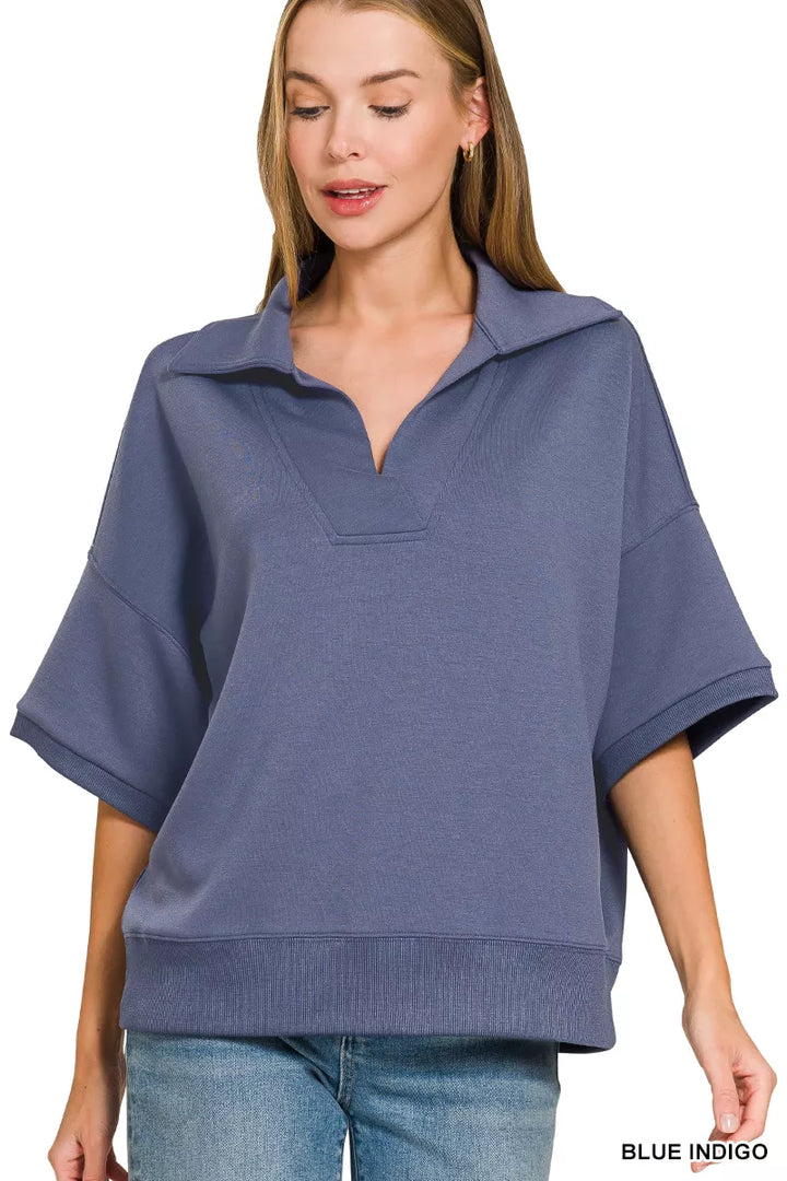 Scuba Collared Short-Sleeve Pullover