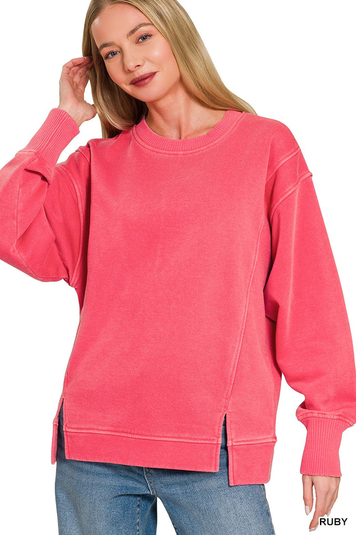 Washed Seam Detail Fleece Sweatshirt