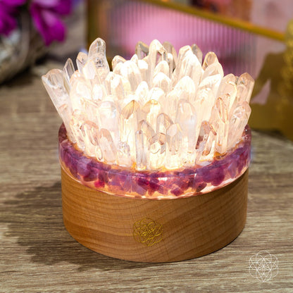 Find My Peace - Quartz &amp; Tourmaline Lamp of Blooming Tranquility