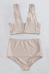 Ribbed V-Neck Bikini Set - Cream