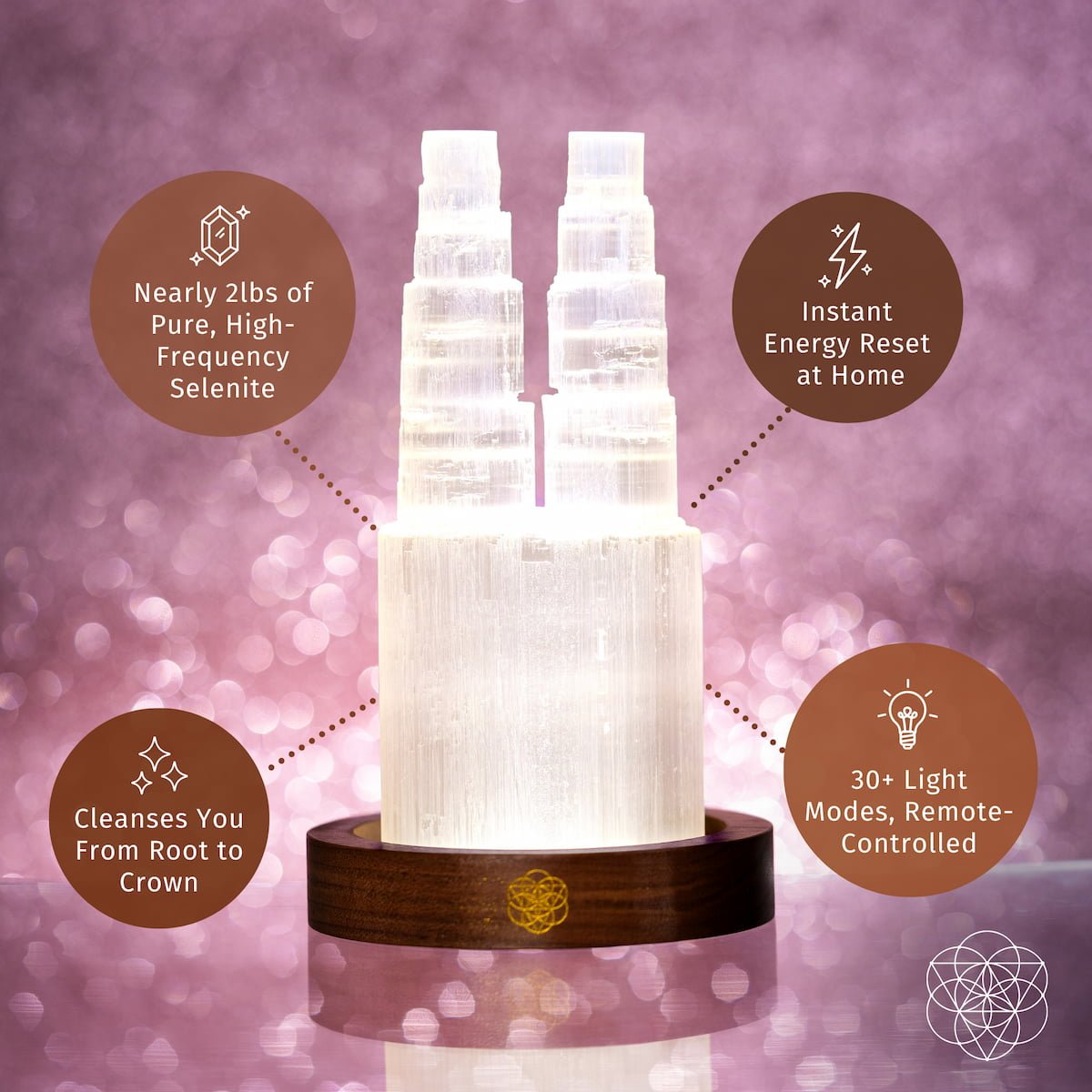 Two-Tower Selenite Lamp – Deep Energy Cleanse &amp; Reset