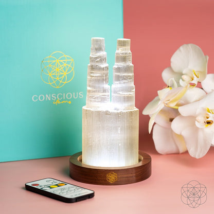 Two-Tower Selenite Lamp – Deep Energy Cleanse &amp; Reset