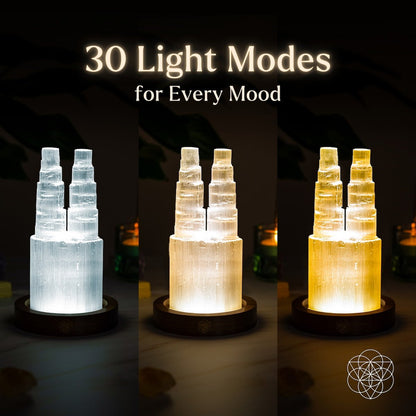 Two-Tower Selenite Lamp – Deep Energy Cleanse &amp; Reset